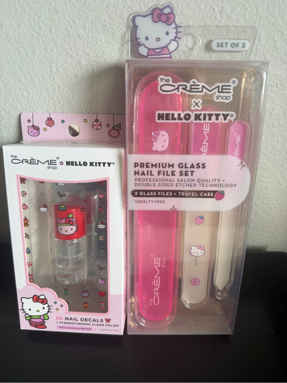 Sealed Creme Shop Hello Kitty Nail Bundle -Premium Glass Nail File Set + Glue
